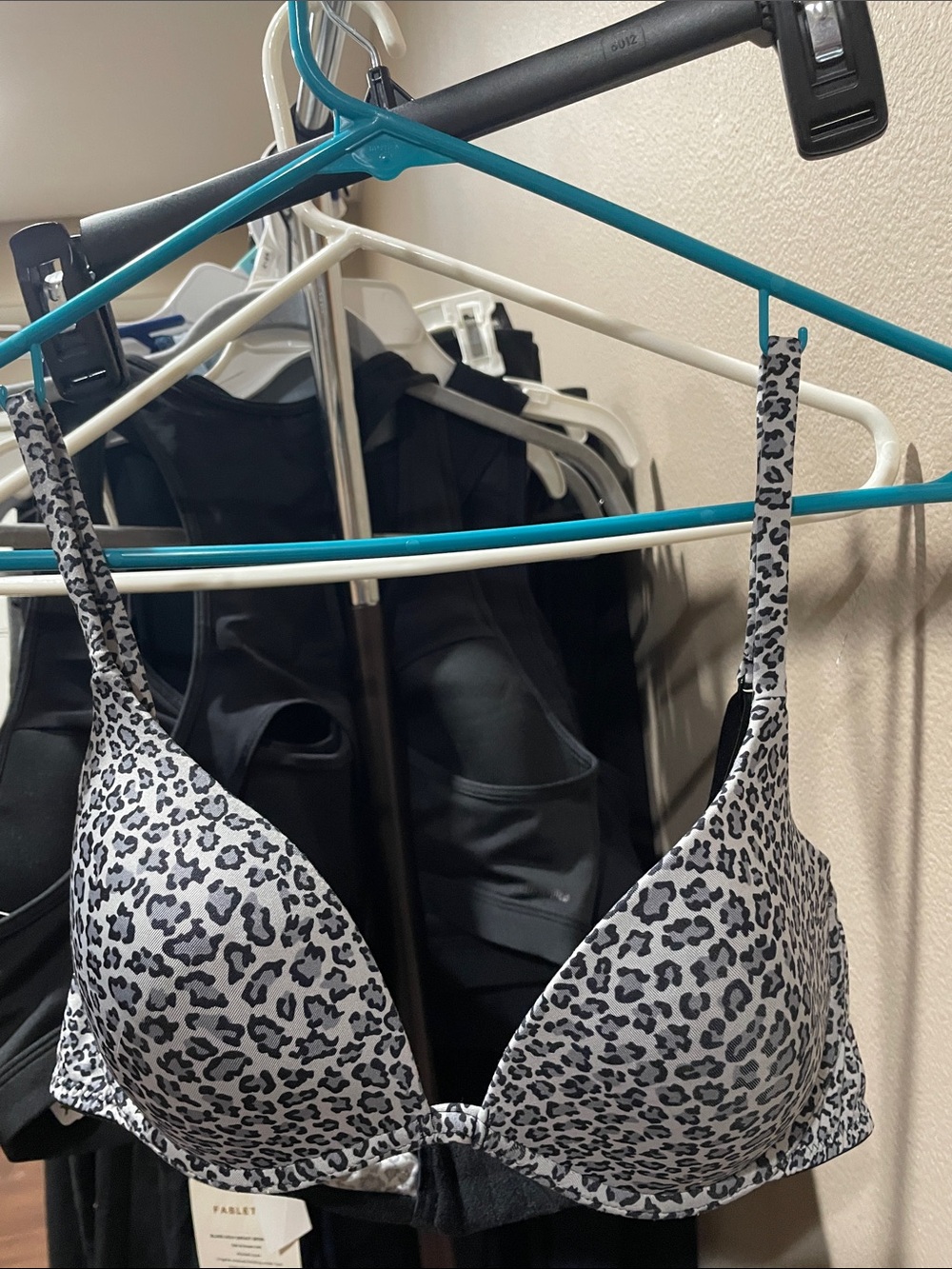 B Intimates Leopard Print Push-up Bra - Gray & Black